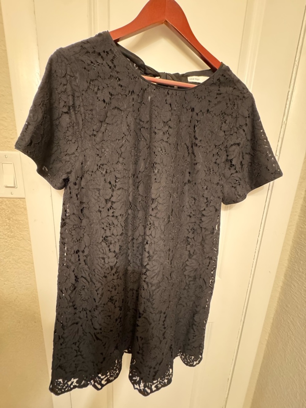 Nine West Black Lace Overlay Top
